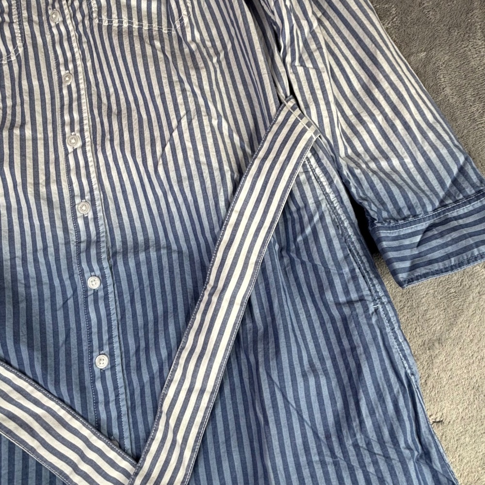 Lands' End Shirt Dress Women S 6-8 Blue White Striped Ombre Belted Cotton 521752 - Picture 2 of 9